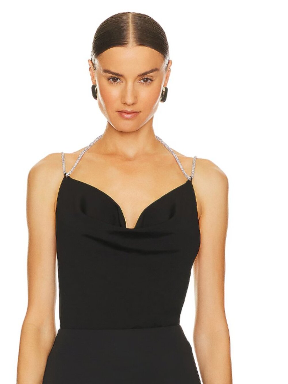 Alice + Olivia Coral Crystal Strap Cowl Top